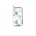 Long PU leather zipper wallet with minimalist tropical leaf pattern and secure zip closure. - Abstract Leaf Style (DX2603D)