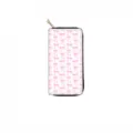 Chic long zippered wallet featuring a sweet pink bow pattern on white. Stylish clutch purse. - Bow Full Print (DX406D)