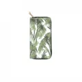 Long PU leather zipper wallet with green palm tree print pattern, stylish clutch bag. - Green Palm Tree Print(DX2601F)