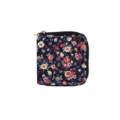 Floral print short PU leather zipper wallet, compact coin purse and card holder daily use - Combination 001C