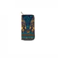 Boho long zipper wallet with ethnic floral print, stylish daily purse for women and girls. - DX3013B