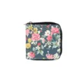 Floral print short PU leather zipper wallet, compact coin purse for women daily use. - Combination 001D