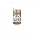 Bohemian ethnic print long zipper wallet detail, PU leather clutch purse with brown pattern. - DX3013C