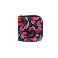 Floral Short PU Zip Wallet, Colorful Botanical Print Zipper Purse Variant Option - Combination 001E