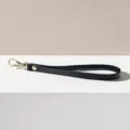 Black PU leather wrist strap with gold clasp, replacement lanyard for wallets and clutches. - Wrist Strap / Black