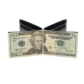 Men's PU leather wallet with US dollar bill print design, folding card holder coin purse detail. - 20 Dollar Print (DX2542C)