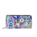 Detailed view of colorful bohemian long zipper wallet, ethnic geometric print purse design. - DX053D