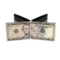Herren PU Leder Kurzgeldbörse mit Fünf-Dollar-Schein-Druck Retro Falten Kartenetui. - 5 Dollar Druck (DX2542E)