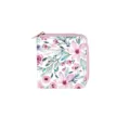Women pink floral print short PU leather wallet with zipper closure compact card coin purse - Combination 001K
