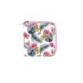 Short PU leather zipper wallet with vibrant tropical floral print, compact coin purse design. - Combination 001L