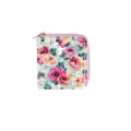 Floral short PU leather zippered coin purse wallet with colorful flower print design variant - Combination 001M