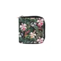 Floral print short PU leather zip wallet, stylish botanical coin purse for women daily use. - Combination 001N