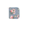 Blue Floral Print Short PU Leather Zipper Wallet Compact Card Holder Coin Purse Style - Combination 001Q