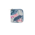 Floral print short PU leather zipper wallet, compact coin purse for daily use and travel. - Combination 001R
