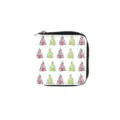Short PU leather zipper wallet featuring a cute floral tree pattern in red and yellow. - Combination 001V