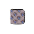 Short PU leather zipper wallet with elegant blue floral print pattern for daily use - Combination 001X