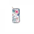 Long zipper wallet for women floral print clutch purse fashion PU leather card holder organizer - QBDX027D (Tropical Floral Print)
