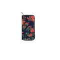 Floral print long zipper wallet for women, stylish clutch purse and money organizer detail. - QBDX024D-Floral Print