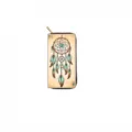 Long zipper wallet with vintage dreamcatcher print, stylish and practical accessory. - QBDX08B