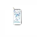 Long zipper wallet featuring a beautiful dreamcatcher and feather print design for daily use. - QBDX08F