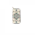 Bohemian floral printed long zip wallet ethnic style clutch purse card holder daily use - Mandala Floral Print (QBDX016F)