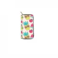 Cute printed long zipper wallet for women, fashionable cartoon fruit design PU leather purse. - Fruit Cat (QBDX020A)