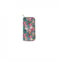 Floral print long PU leather wallet with zipper closure, stylish everyday purse for women. - Pink Floral Butterfly