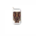 Detailed view of long zip wallet with colorful ethnic mandala elephant print pattern. - Elephant Print (QBDX016B)