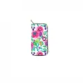 Detailed view of the watercolor floral long PU leather zipper wallet and elegant clutch. - Watercolor Floral(DX2686D)