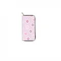 Pink long zipper wallet featuring cute smiley flower and heart print for daily use. - Smiling Flower (QBDX020D)