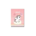 Pink PU leather passport holder featuring cute cartoon unicorn and space theme design. - Pink