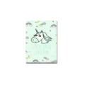 Detailed view of the cute cartoon unicorn PU passport cover, featuring clear print and durable design. - Light Green