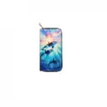 Ocean killer whale print long zipper wallet, PU leather clutch purse with metal zipper. - Killer Whale (DX410A)