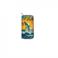 Long zipper wallet featuring a stunning whale ocean sunset oil painting art design. - Whale Oil Painting (DX410B)