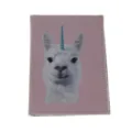 Pink PU leather passport holder detail showcasing cute quirky alpaca unicorn print. - Pink Unicorn