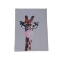 Close-up view of the grey PU leather passport holder featuring cute giraffe print. - Grey Giraffe