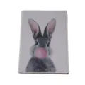 Grey rabbit print PU leather passport holder, cute animal design travel document cover organizer. - Gray Rabbit