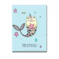 Cute cartoon caticorn mermaid PU leather passport cover student ID card holder blue variant. - DX711F (Light Blue)
