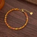 Elegant gold crystal beaded bracelet with extension chain and heart charm for women fashion. - S-02 Style 3 (S-02) / Golden Yellow