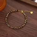 Exquisite beaded bracelet featuring black faceted crystal beads and gold metal spacers with extender. - S-02 Style 4 (S-02) / Black