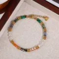 Natural stone colorful crystal stainless steel beaded bracelet detail shot for women casual daily wear. - Style 5 (S-01)