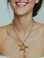 Collana con pendente a stella marina bicolore in acciaio inossidabile con catena - Stella Marina Concava