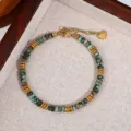 Natural stone bead bracelet stainless steel gold plated women fashion jewelry accessory - Style 3 (S-01) / Multicolor