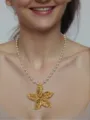 Two-tone gold and silver starfish pendant necklace with ball chain variant fashion jewelry. - Starfish with Small Stars / 45cm Bead Chain