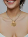 Collana con catena a sfere con ciondolo a forma di conchiglia stella marina bicolore oro argento - Conchiglia Cava