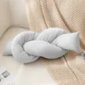 Noordse stijl grijs knoop kussen, zacht fluweel decoratief kussen voor bank en bed. - Grijs en Wit