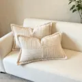 Beige corduroy patchwork kussensloop, zacht decoratief bankkussen voor thuis en kantoor. - 30*50cm (Zonder kern) / Melkwit