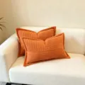 Minimalistisches Kord-Vier-Patch-Zierkissen, orangefarbenes Lendenkissen für Zuhause und Auto. - Braun Orange