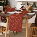 Centro tavola natalizio con alberi di Natale 3D stelle dorate per sala da pranzo - 33*93cm / rosso-marrone