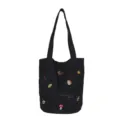 Dunkle Jeans Tote Tasche mit süßer Stickerei große Kapazität lässige Damentasche neu - Eimer Dunkelblau Denim Stil / Ohne Anhänger